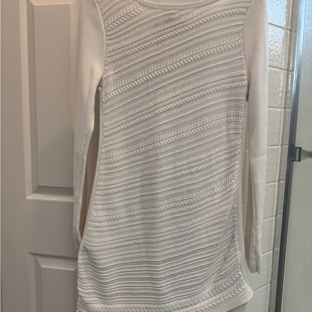 WHBM Elegant White Knit Sweater